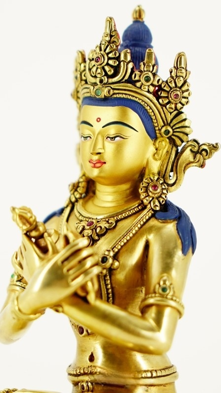 Tibetan Buddhist Vajradhara meditation statue, handcrafted Buddha Statue-Art with gilded surface and mineral materials