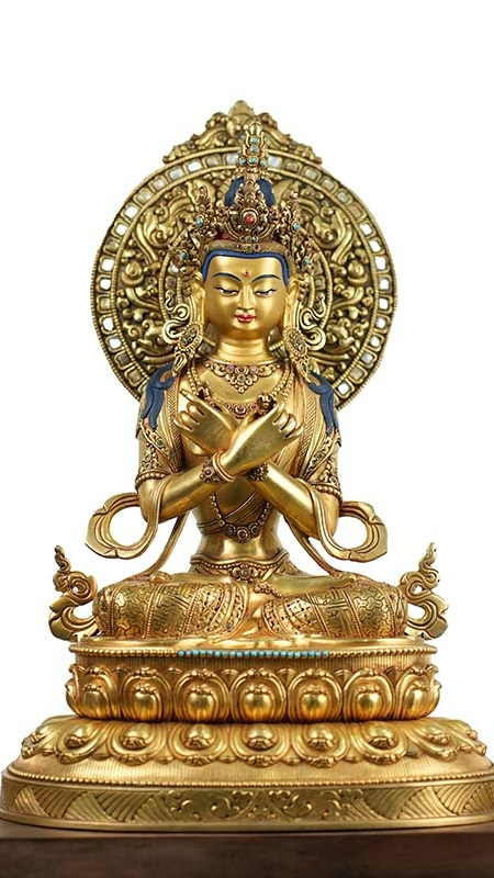 Tibetan Buddhist Vajradhara meditation statue, handcrafted Buddha Statue-Art with mineral pigments for home altar or sacred space