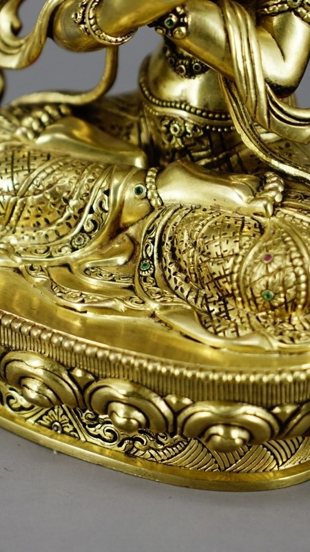 Esoteric Vajradhara Buddha Statue-Art, Tibetan Buddhist statues with gold gilding and mineral pigments, sacred handmade artwork embodying Vajrayana wisdom