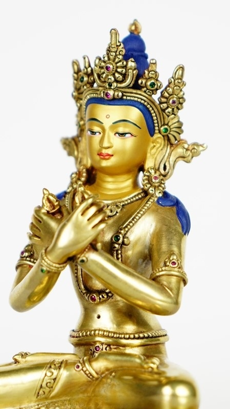 Esoteric Vajradhara Buddha Statue-Art, Tibetan Buddhist statues with gold gilding and mineral pigments, pure handmade sacred sculpture