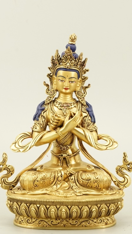 Sacred Vajradhara Tibetan Buddhist statues, handcrafted gilded Buddha Statue-Art with mineral pigments