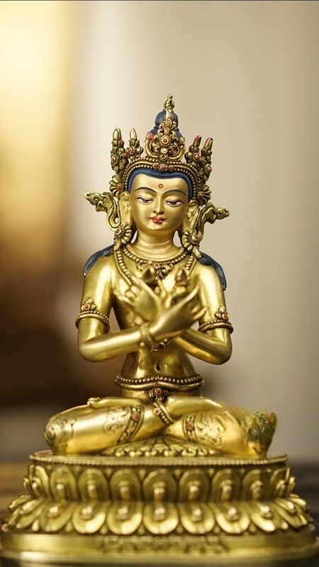 Vajradhara Buddha Statue-Art in Vajrayana tradition, gilded Tibetan Buddhist statues fully handmade for spiritual practice