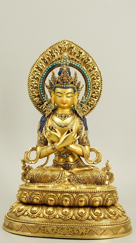 Sacred Vajradhara Tibetan Buddhist statues, handcrafted gilded Buddha Statue-Art with mineral pigments for meditation and altar display