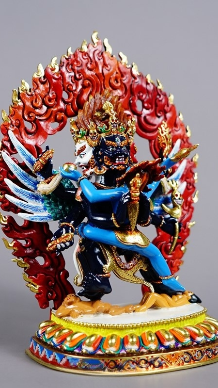 Tantric deity Vajrakilaya statue with traditional mineral painting, handmade Tibetan Buddhist statues representing powerful Buddha Statue-Art.
