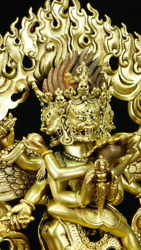 Tantric Vajrakilaya deity statue painted with mineral colors, sacred Tibetan Buddhist statues and Buddha Statue-Art