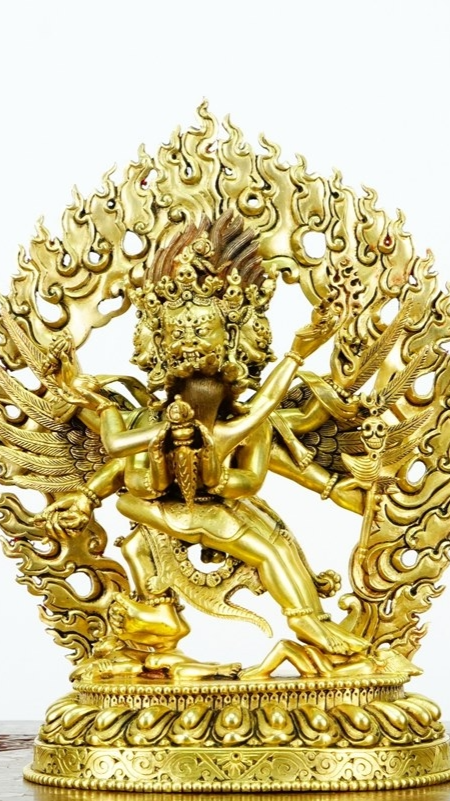 Handmade Phurba Vajrakilaya protector statue, detailed mineral pigment painting, Tibetan Buddhist statues and Buddha Statue-Art