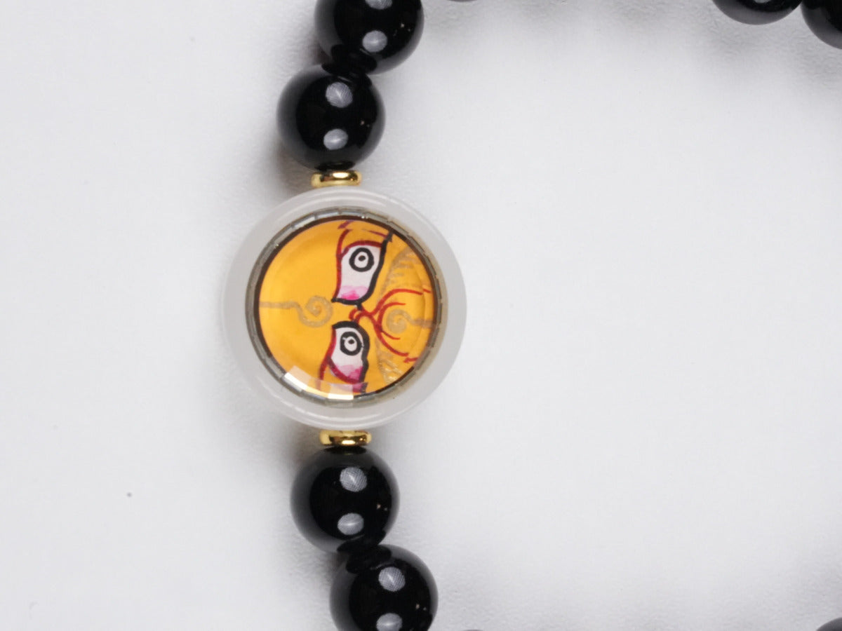 Tibetan Buddhist Vajrapani small thangka bracelet artwork, crafted with traditional painting techniques and natural pigments, expressing Vajrapani’s protective power in Buddha art.