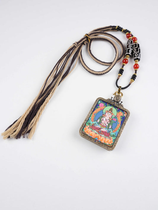 Miniature Vajrasattva Thangka painting crafted on canvas with mineral pigments for cleansing karma.