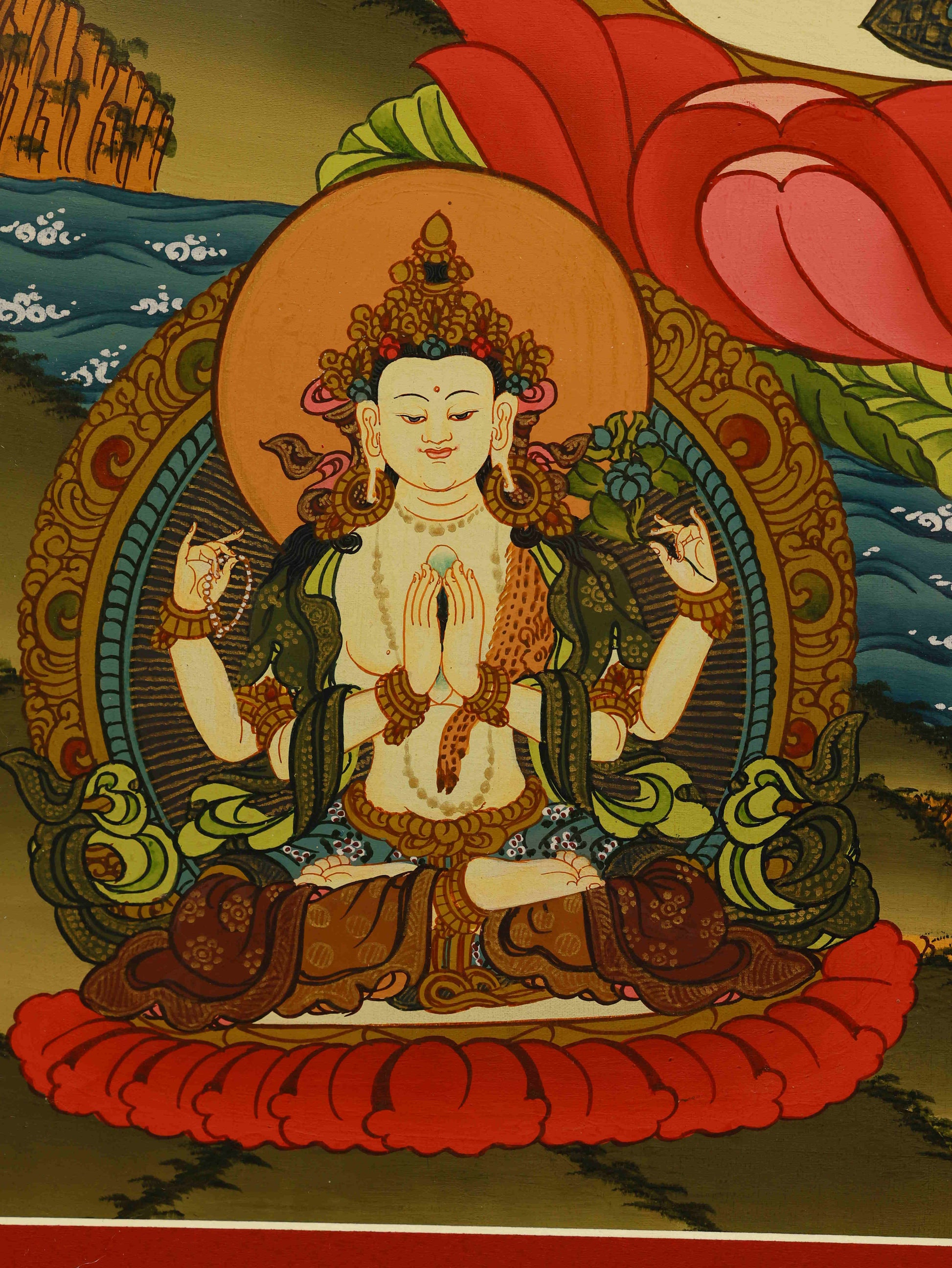  Tibetan Buddhist Thangka Painting - Vajrasattva Purification Buddha with Mantra