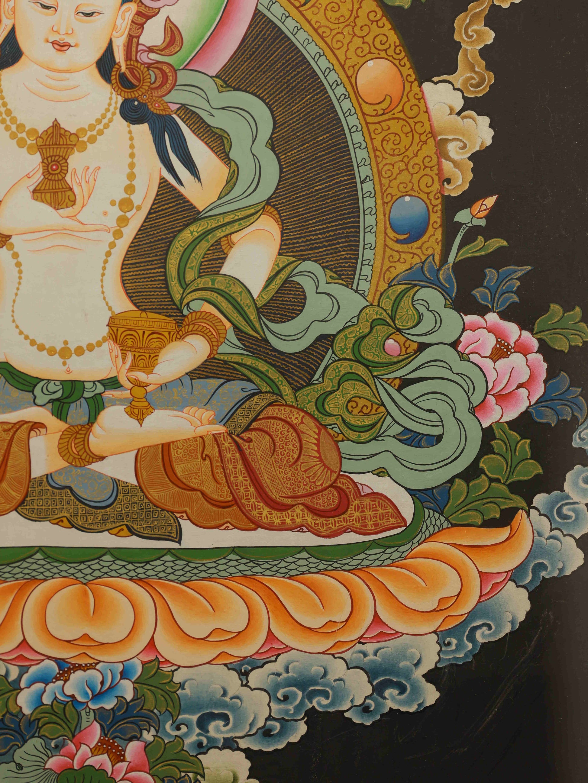 Vajrasattva Tibetan Thangka painting symbolizing wisdom, compassion, and purification.