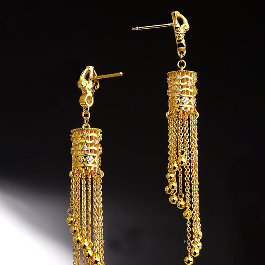 "Tibetan Buddhist-inspired 925 silver Wanfu Jinan earrings with cubic zirconia, offering peace, fortune, and balance."