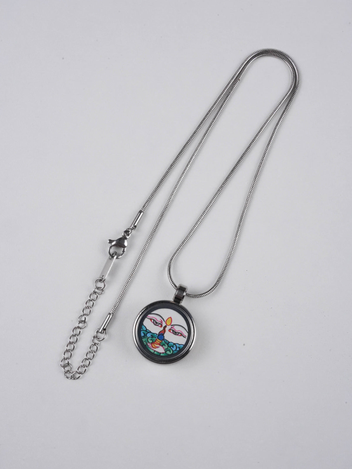 Pure hand-painted Tibetan Buddhist White Tara pendant necklace, thangka art crafted with natural mineral pigments, exquisite Buddha art craftsmanship.