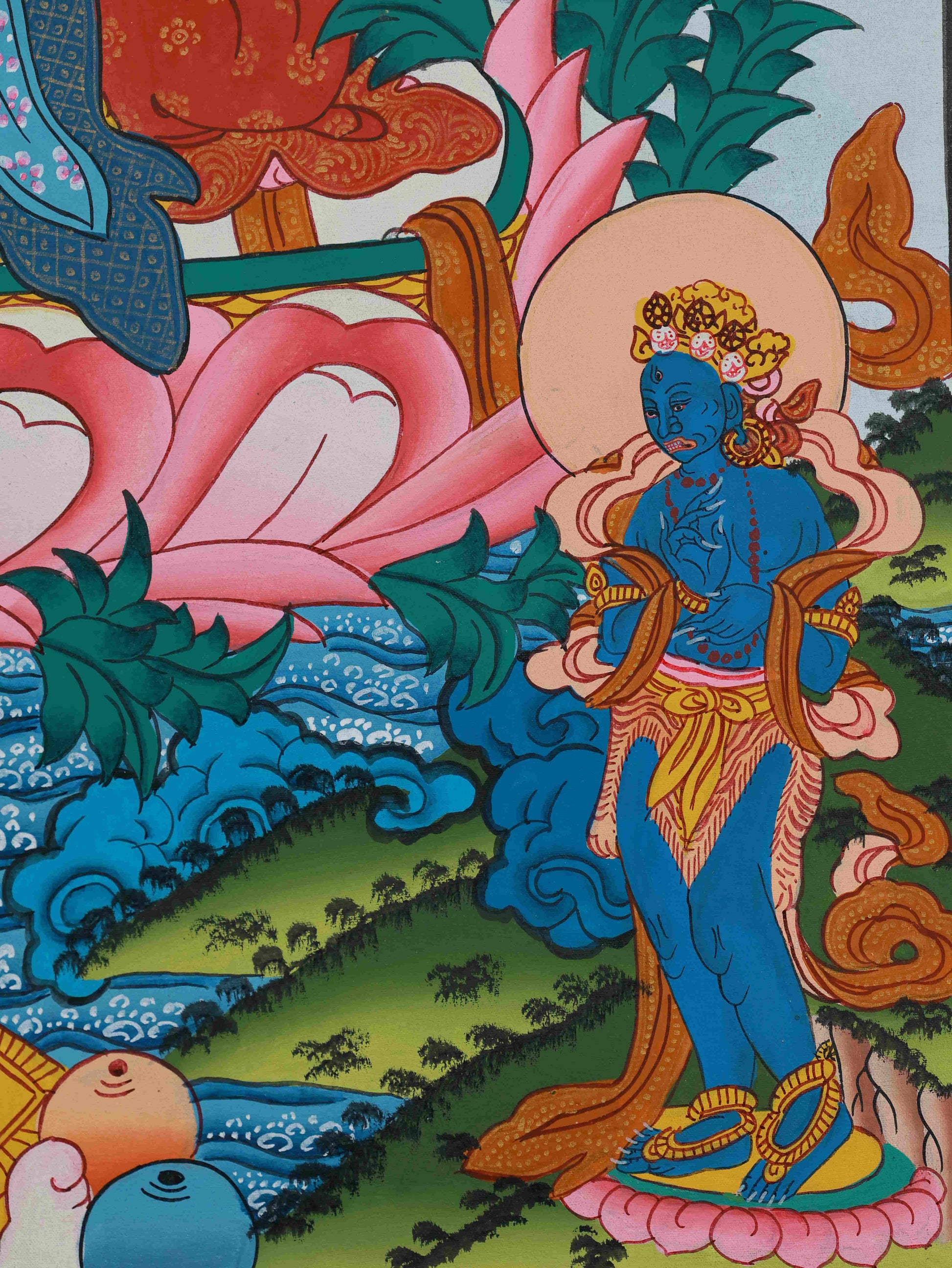 Authentic Tibetan Thangka - Handmade White Tara Canvas Art