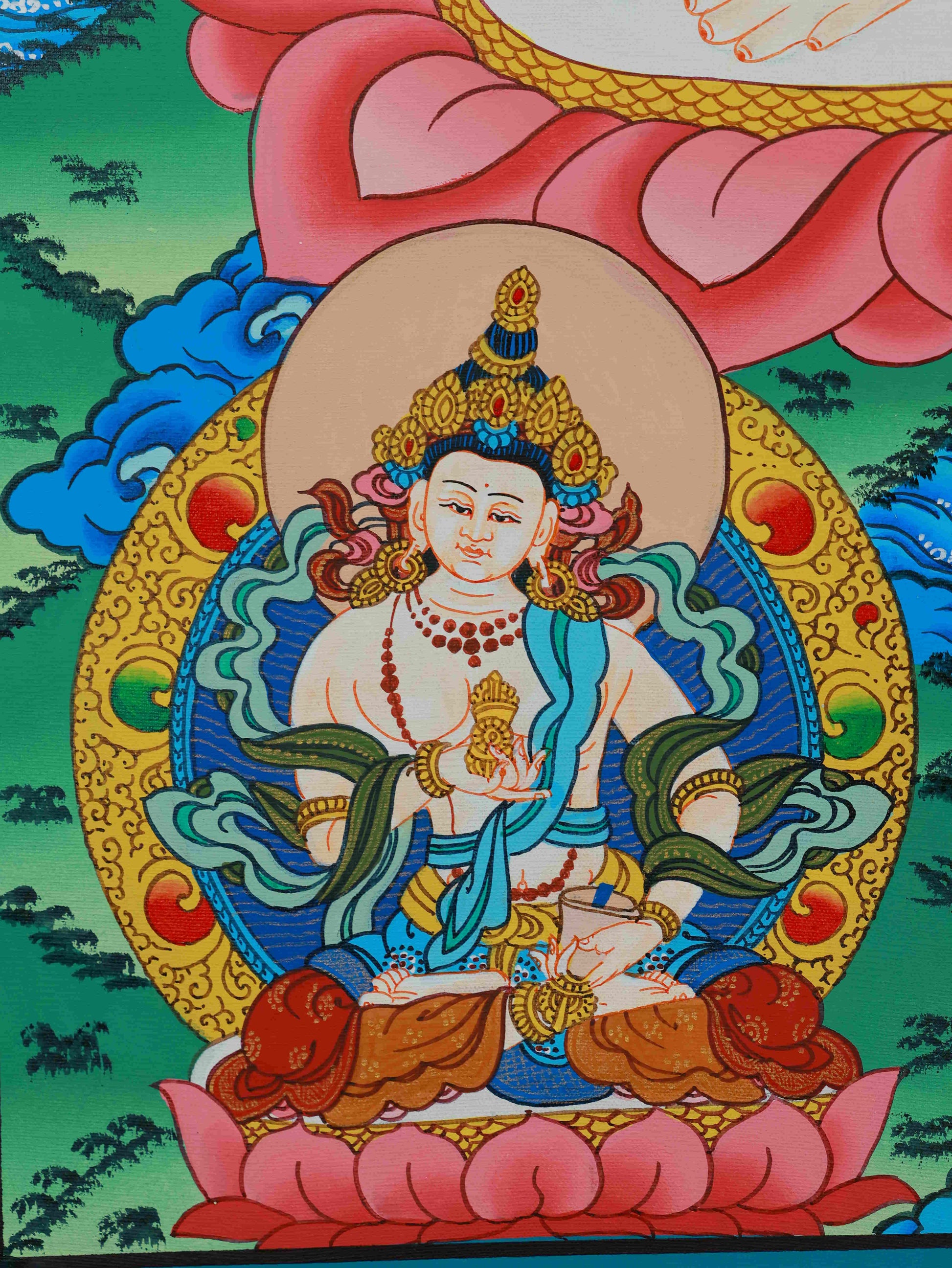Sacred White Tara Thangka Painting - Tibetan Buddhist Artwork