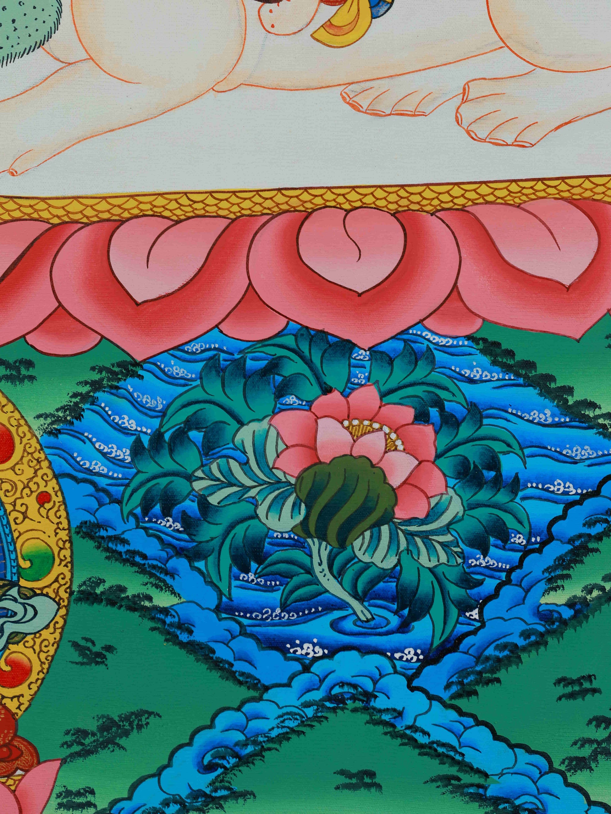 Traditional White Tara Thangka with Mineral Pigments - Tibetan Buddhist Art