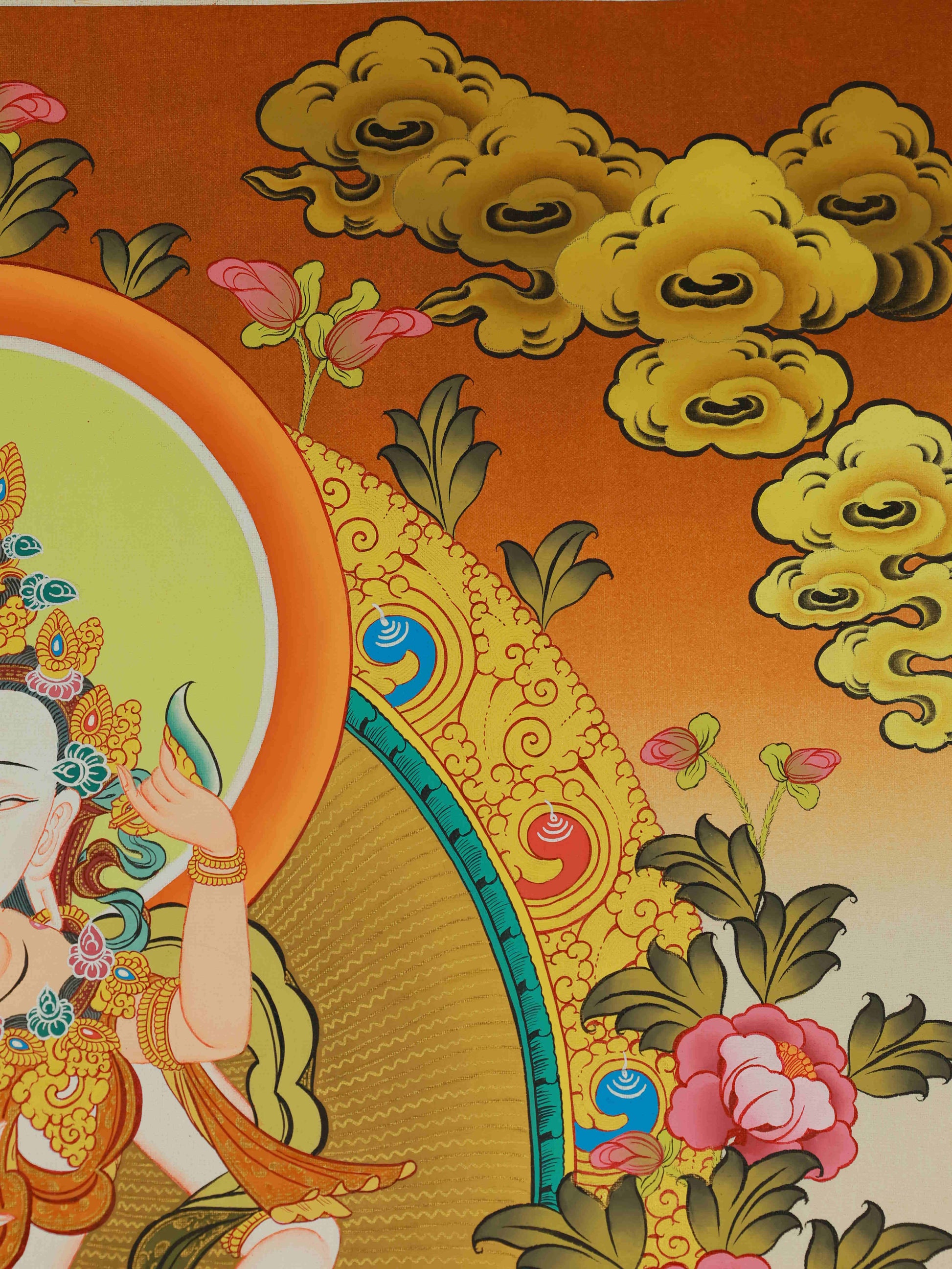 Hand-painted Vajrasattva Yab-Yum Thangka on canvas – Tibetan Buddhist sacred art with mineral pigments.