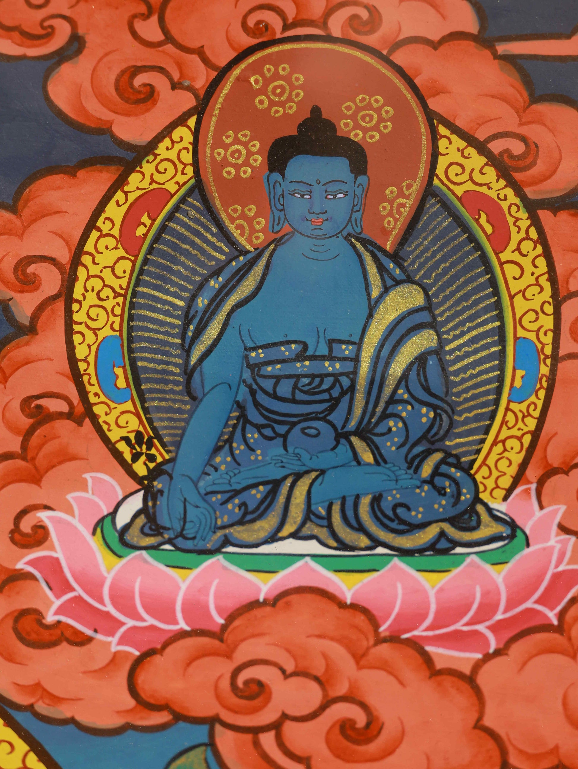 Tibetan Buddhist Yellow Dzambhala Thangka Art – Symbol of financial well-being and compassion.