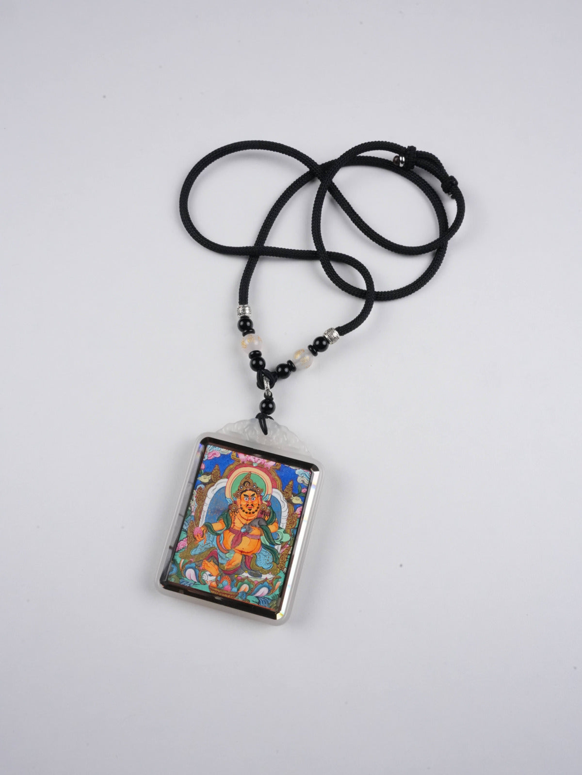 Tibetan Buddhist Yellow Jambhala Tibetan thangka painting - hand-painted wealth amulet for prosperity and abundance