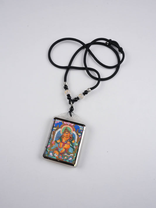 Tibetan Buddhist Yellow Jambhala Tibetan thangka painting - hand-painted wealth amulet for prosperity and abundance