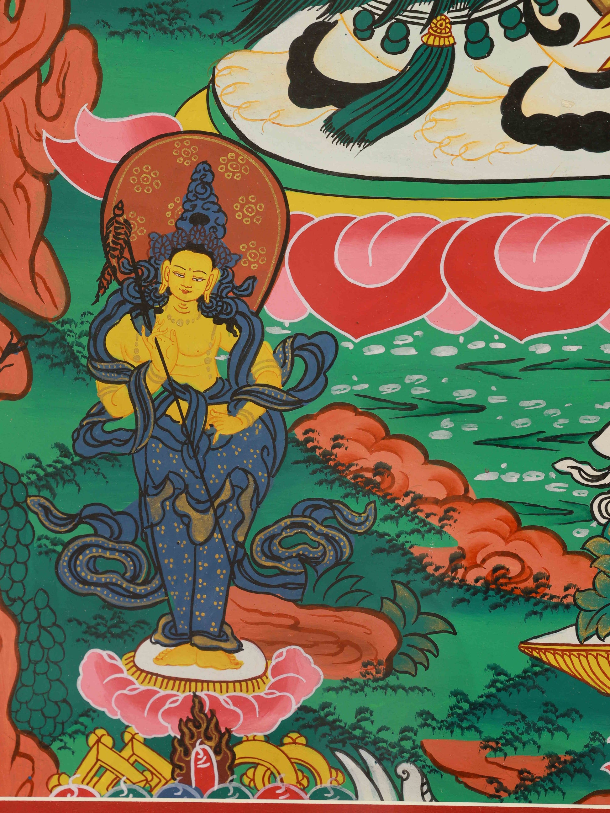 Tibetan Buddhist Jambhala Thangka Painting – Symbol of generosity and material abundance.