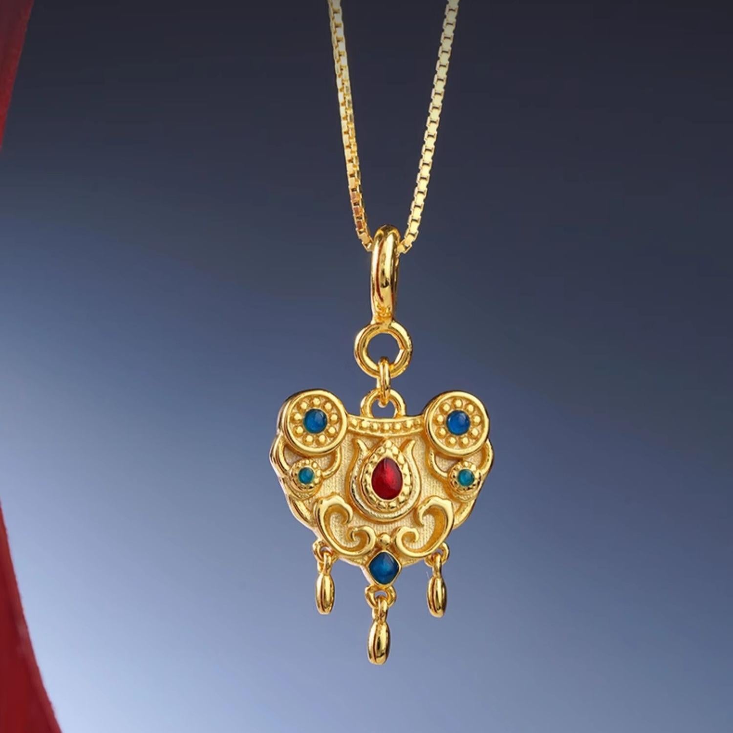 Tibetan Buddhist Yingluo 925 Silver Pendant – Amulet for Peace, Prosperity, and Spiritual Harmony