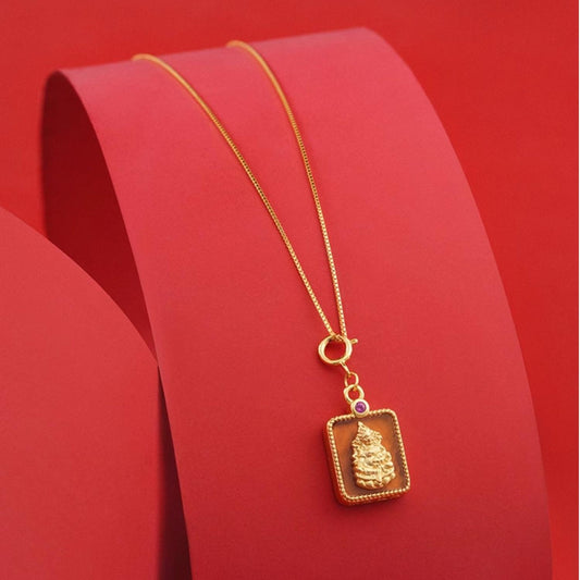 Tibetan Buddhist 925 Silver Yongfu Bao Pendant – Agate Necklace for Prosperity