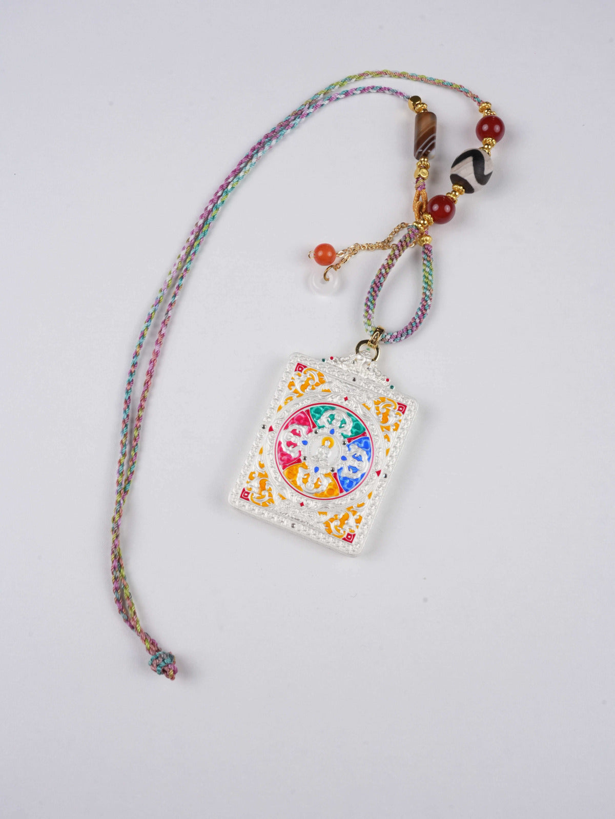 Tibetan Zachi Lhamo Thangka Pendant – Traditional hand-painted thangka for prosperity and courage.