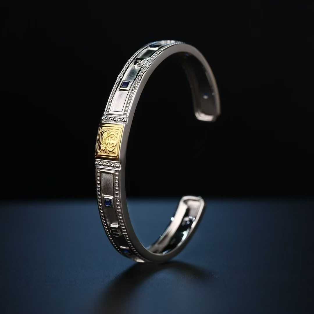 Tibetan Buddhist Zakiram bracelet with refined handmade silver and gold inlay work.