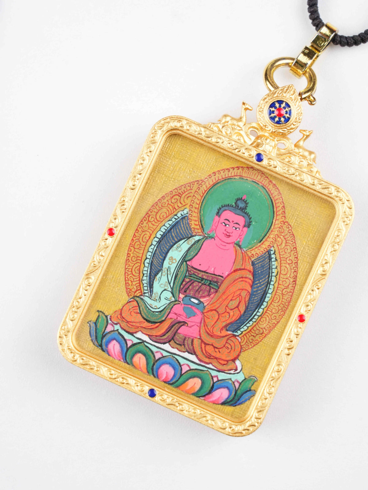 Pure Hand-painted Amitabha Buddha Thangka for Zodiac Protection – 4x5cm Canvas – High-Quality Traditional Art