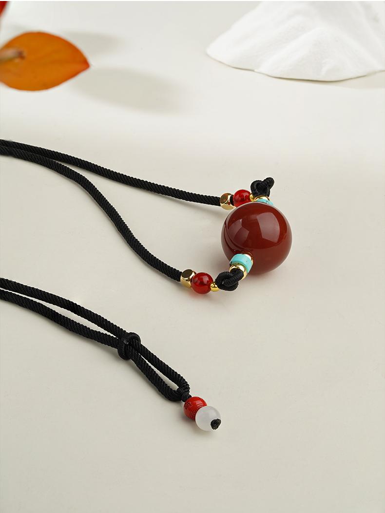 Artisan Tibetan Agate Cinnabar Pendant – Handmade Jewelry Pendant for Spiritual Awakening and Meditation.