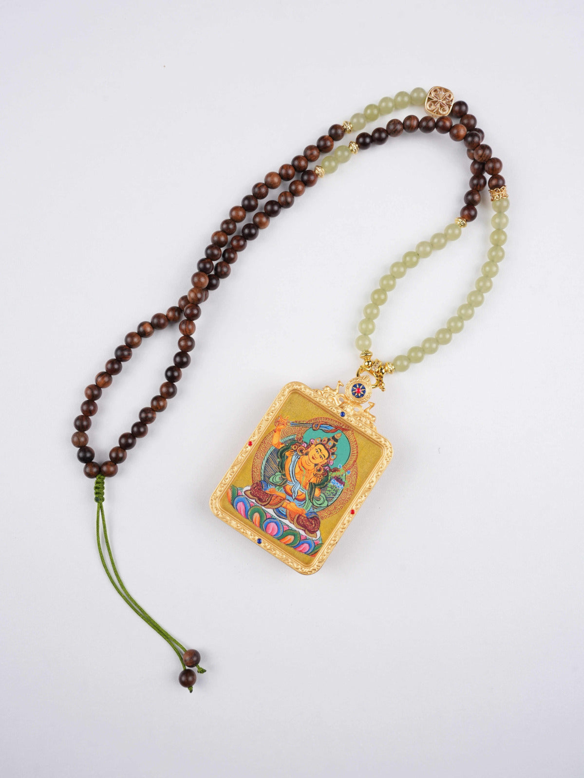Handmade Tibetan Thangka Painting of Manjushri Bodhisattva Zodiac Guardian – 4x5cm Canvas – Pure Mineral Pigments