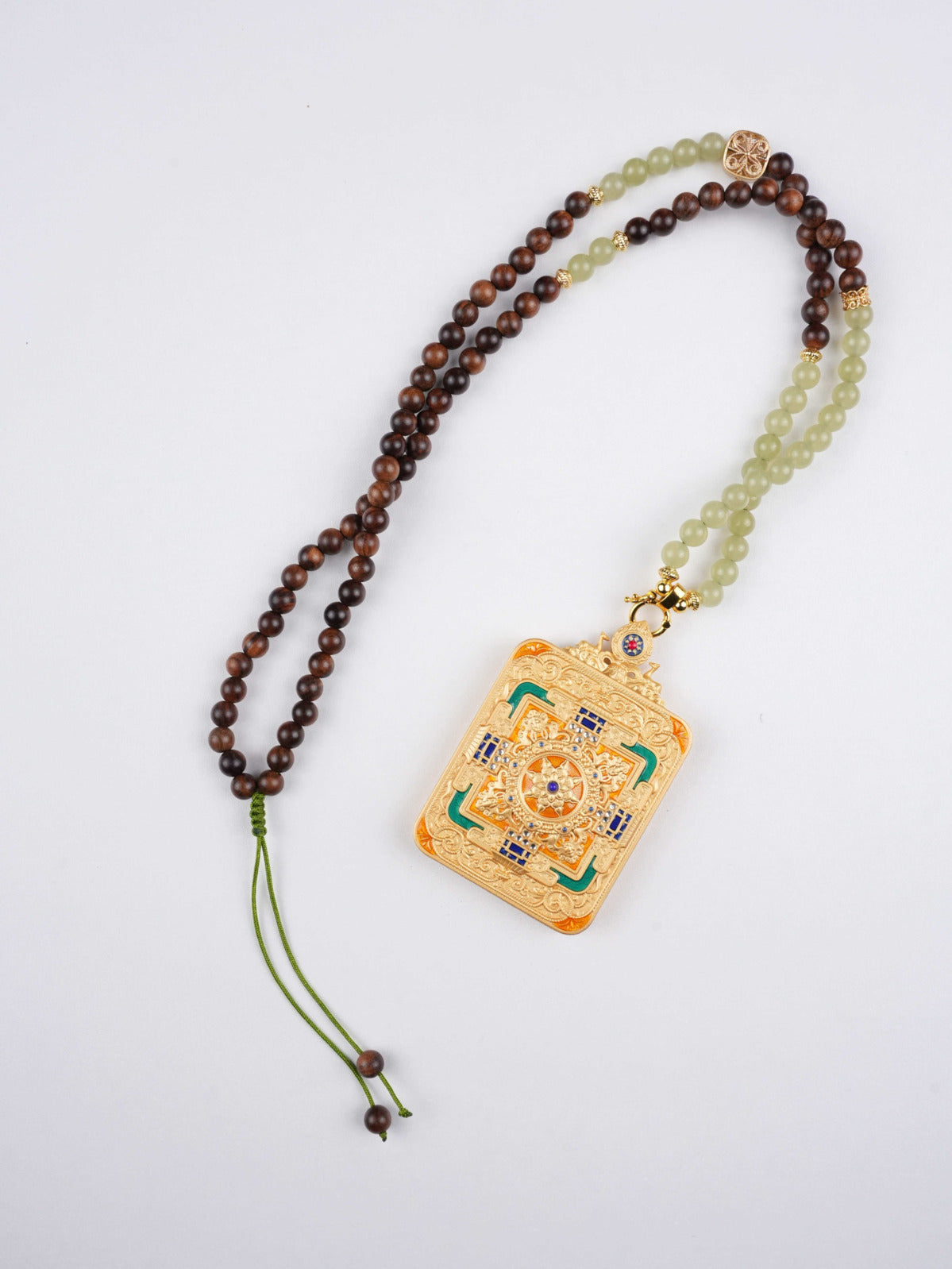 Handmade Manjushri Bodhisattva Thangka Pendant – Zodiac Protector Art – 4x5cm Canvas – Pure Mineral Paints