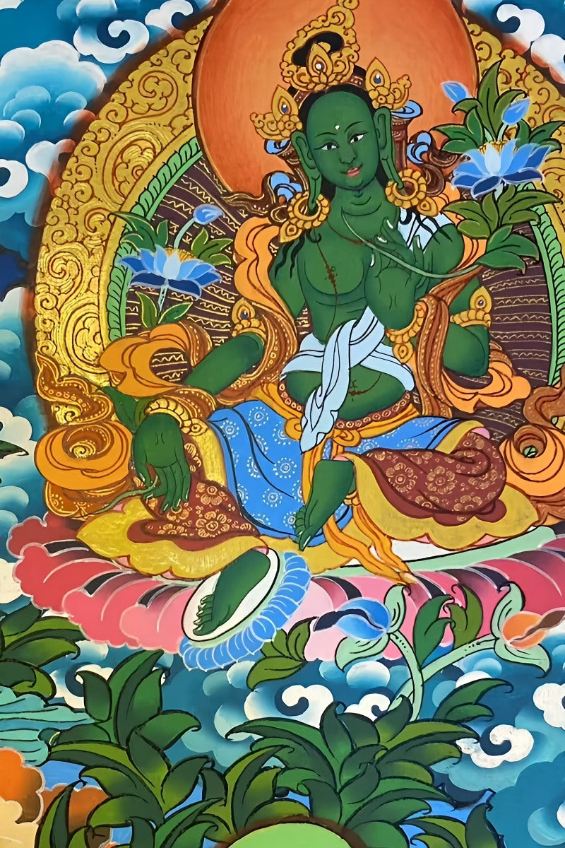 Hand-painted Tibetan Buddhist thousand-armed Guanyin thangka on canvas, pure craftsmanship, spiritual art piece.