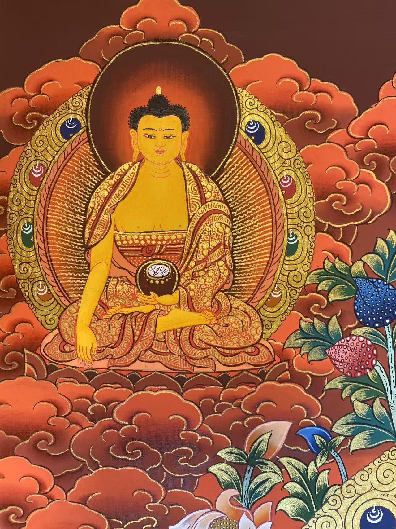Authentic Tibetan Buddhist Thangka - Four-Armed Guan Yin, Ideal for Meditation Spaces