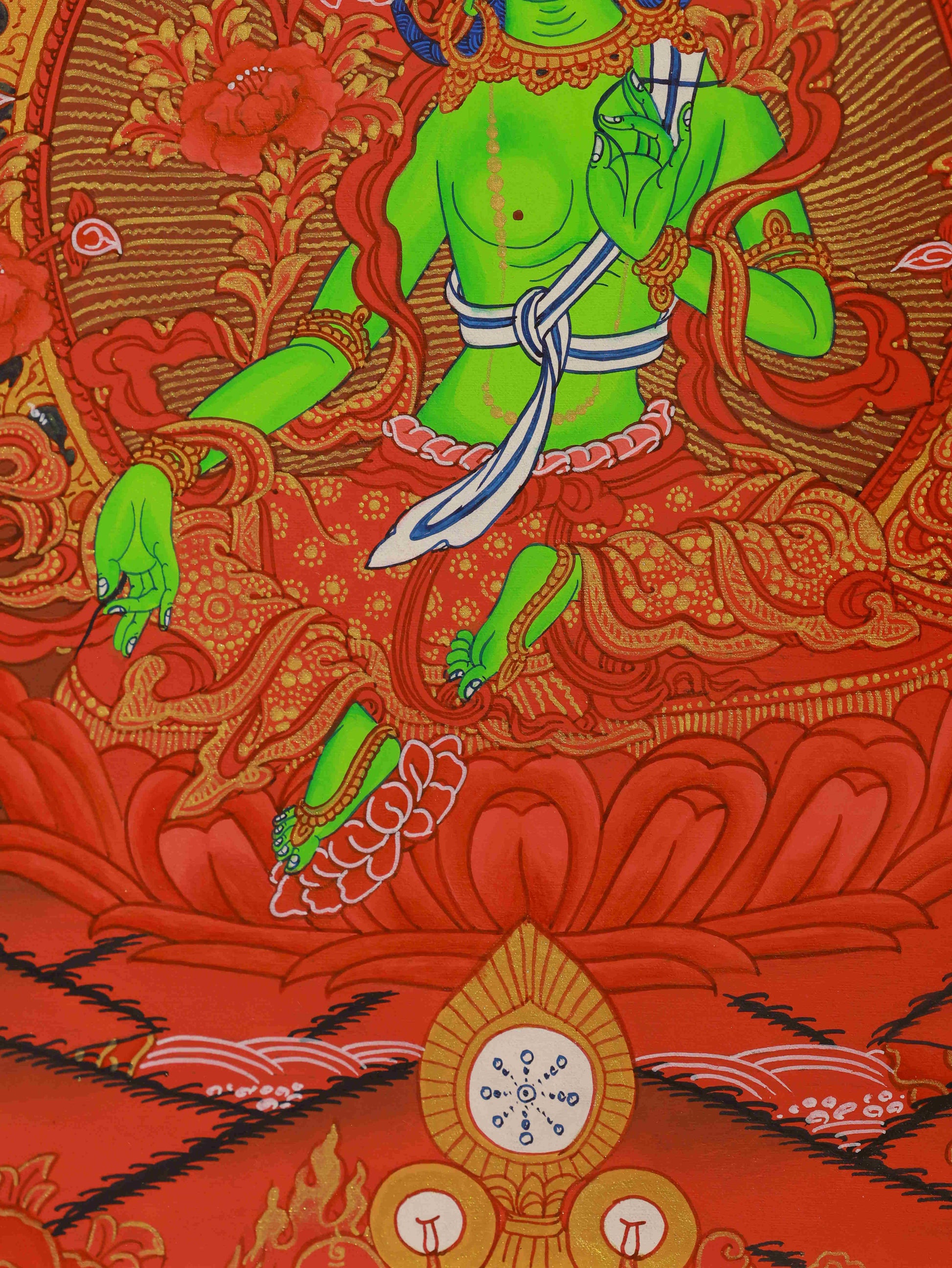 Tibetan Buddhist Green Tara Thangka - Swift Activity Blessings and Compassion Artwork