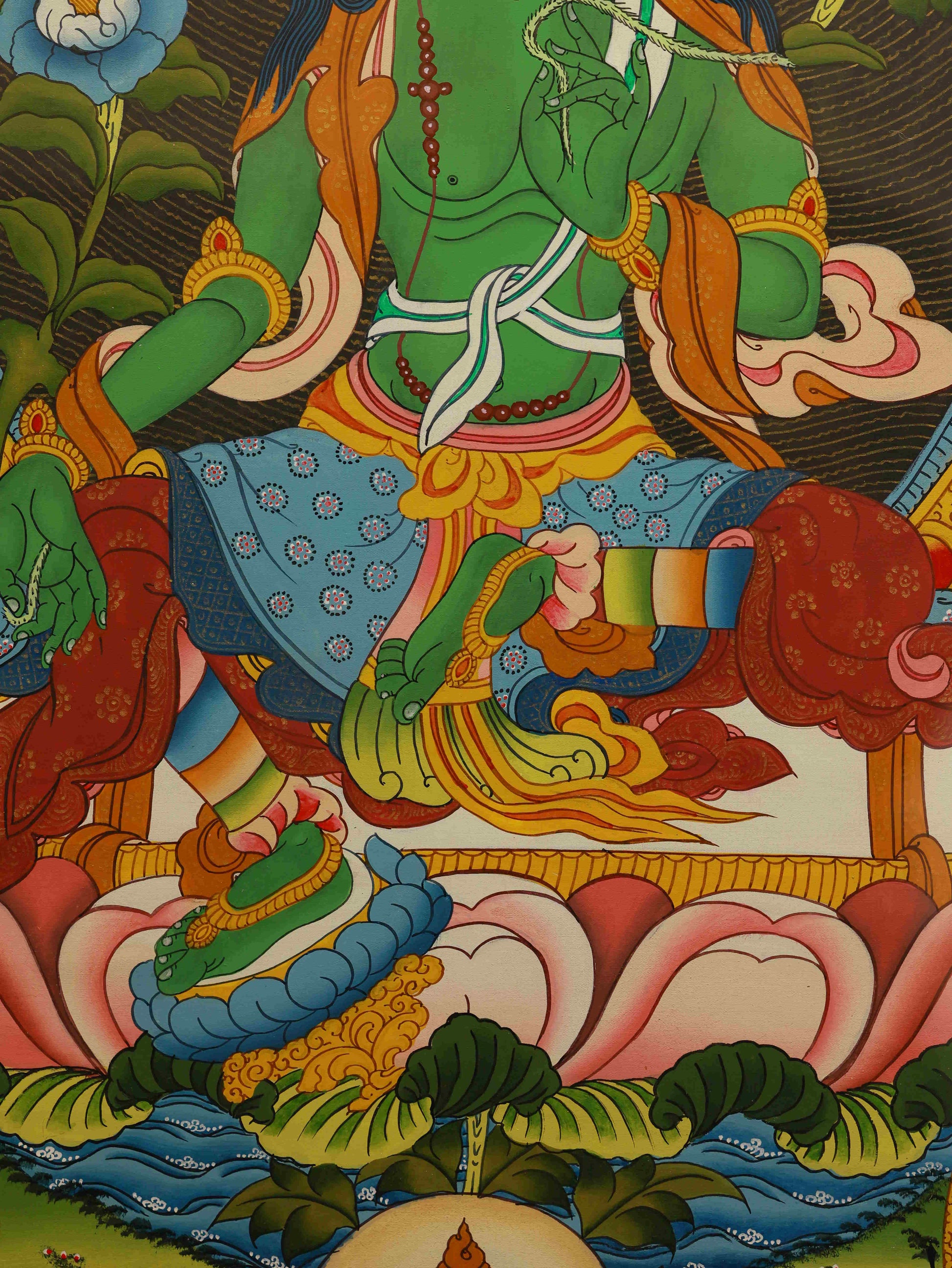 Tibetan Buddhist Thangka Painting - Green Tara Bestowing Fearlessness