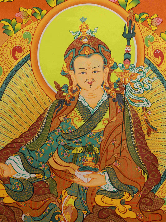 Tibetan Thangka of Padmasambhava - Pure Hand Painted Masterpiece

